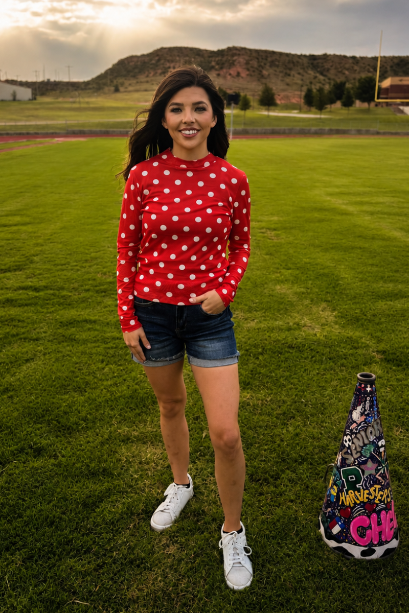 Kickoff Season Red Mesh Top