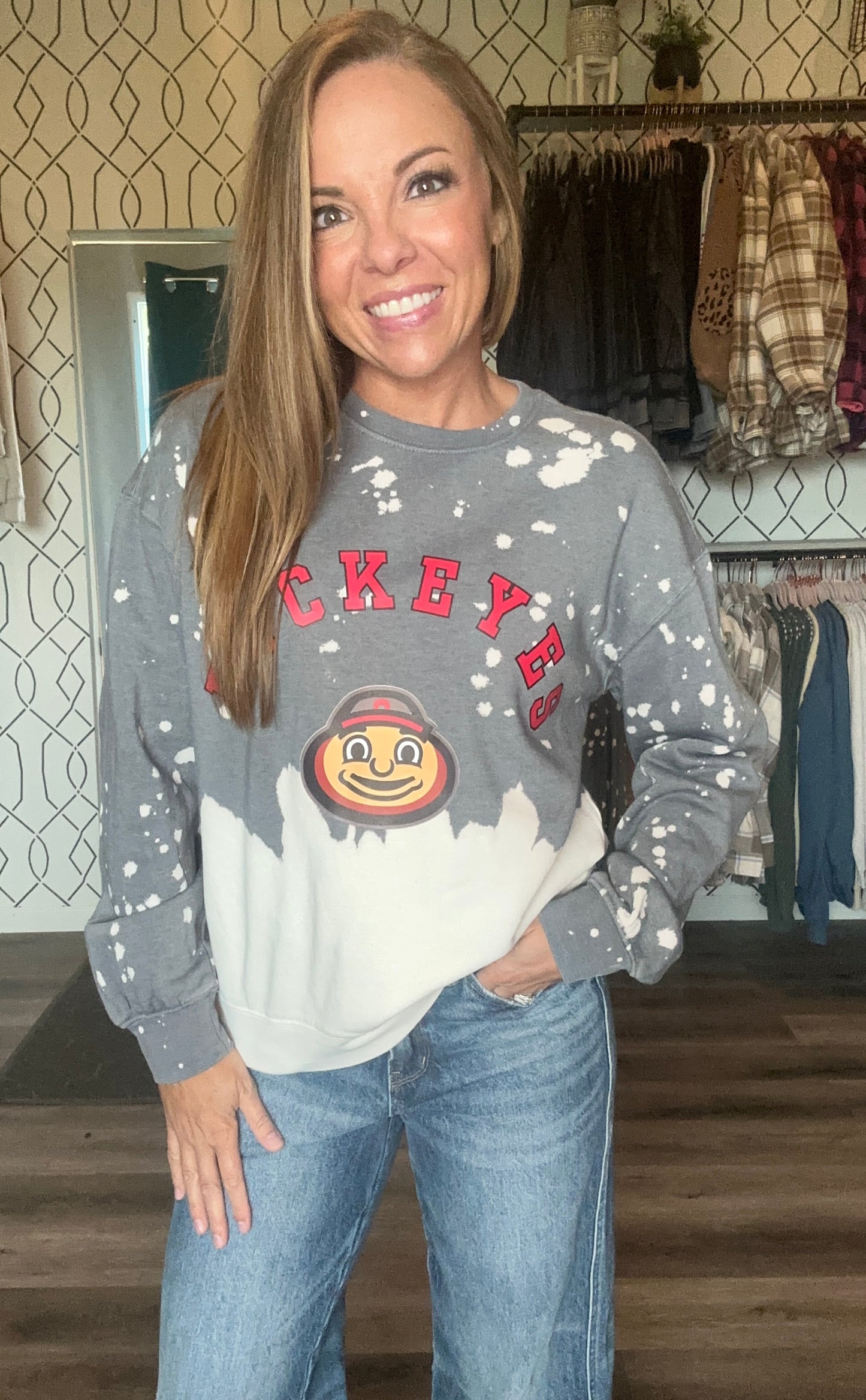 Faded bleached Buckeyes sweatshirt