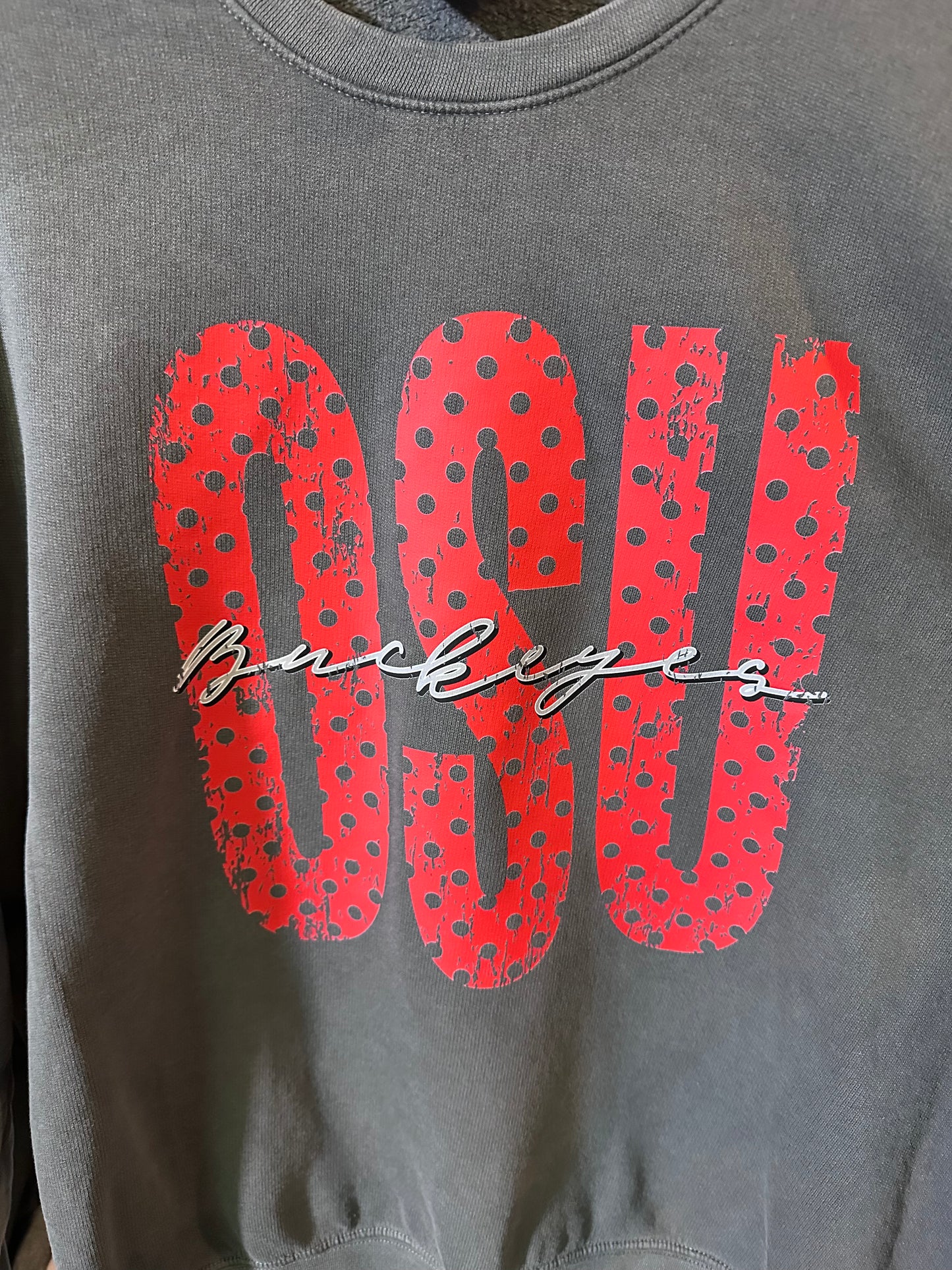 OSU buckeyes polka dot crewneck sweatshirt