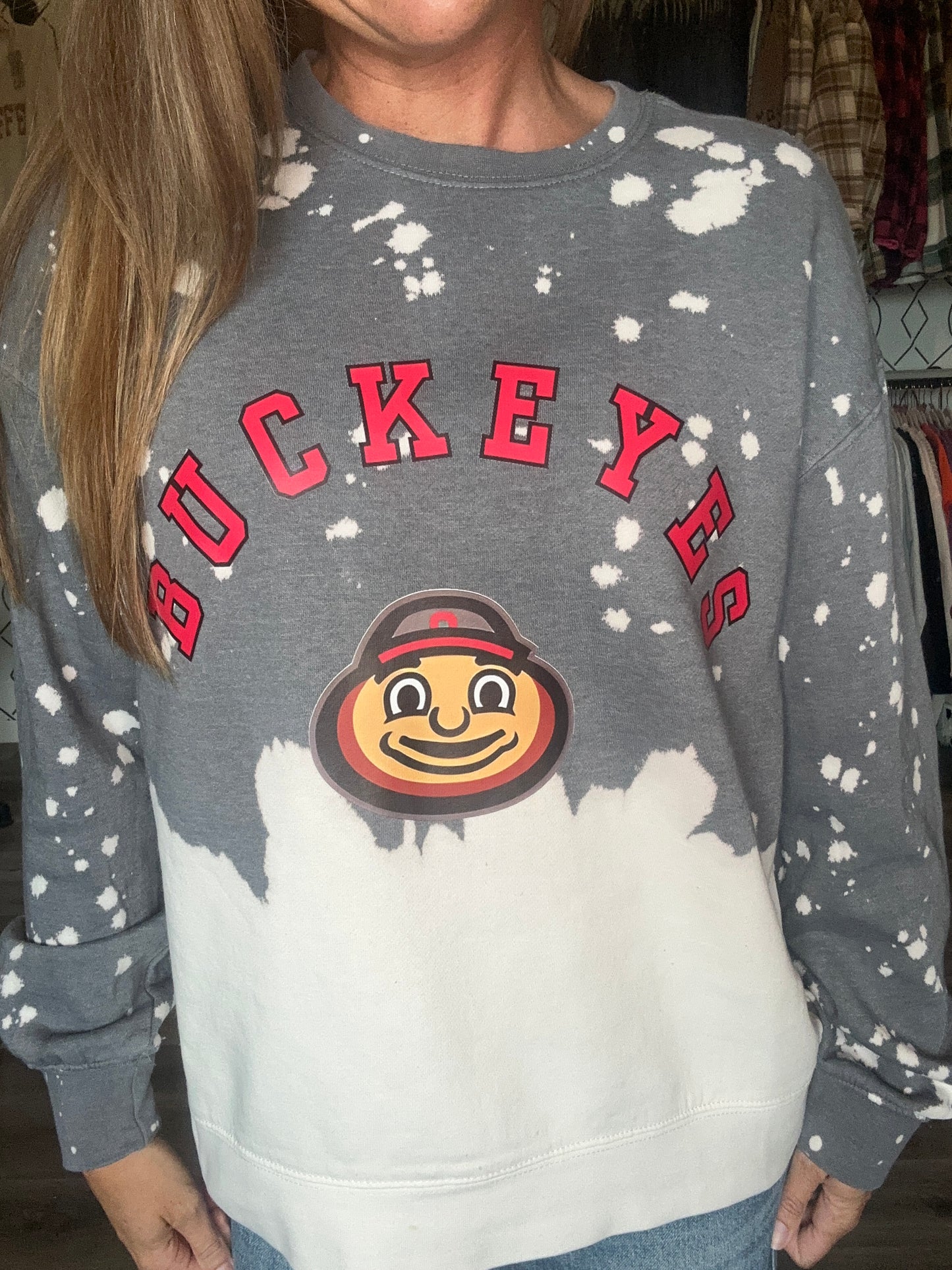Faded bleached Buckeyes sweatshirt