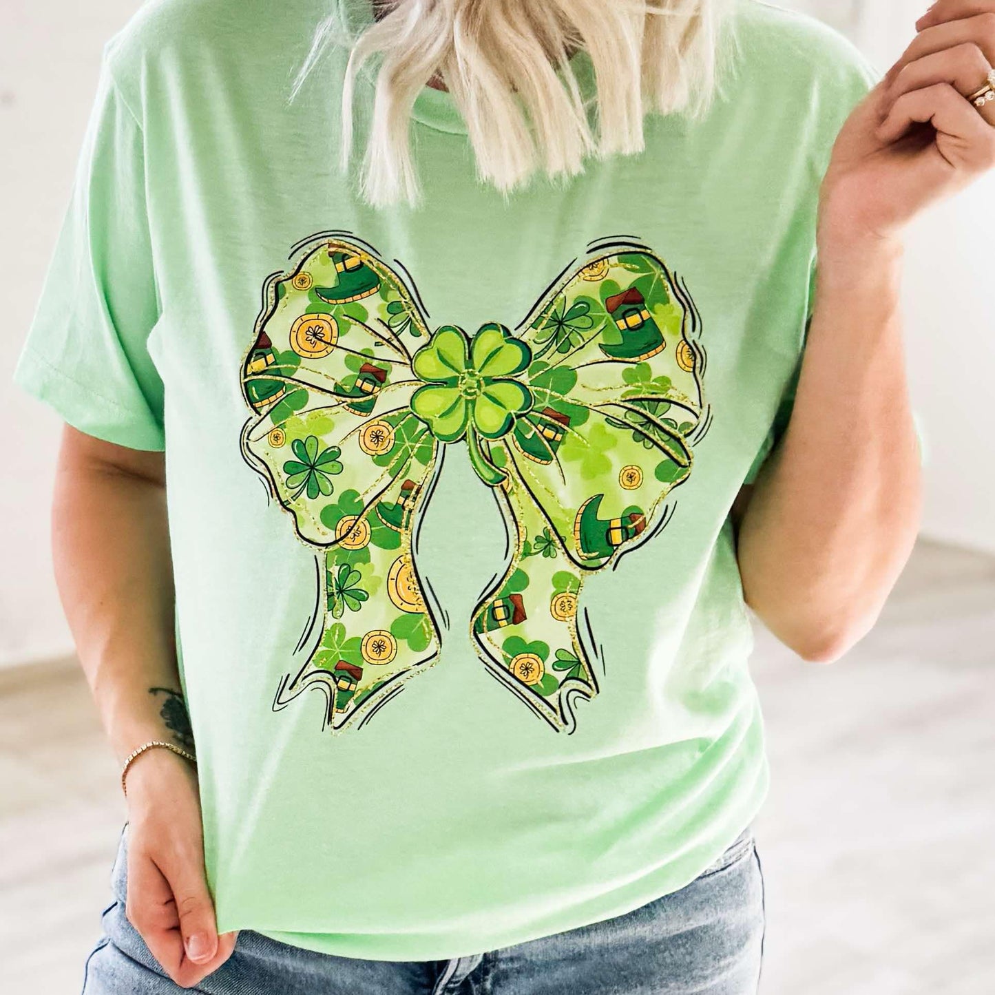 Saint Patricks Day Bow Graphite Tee