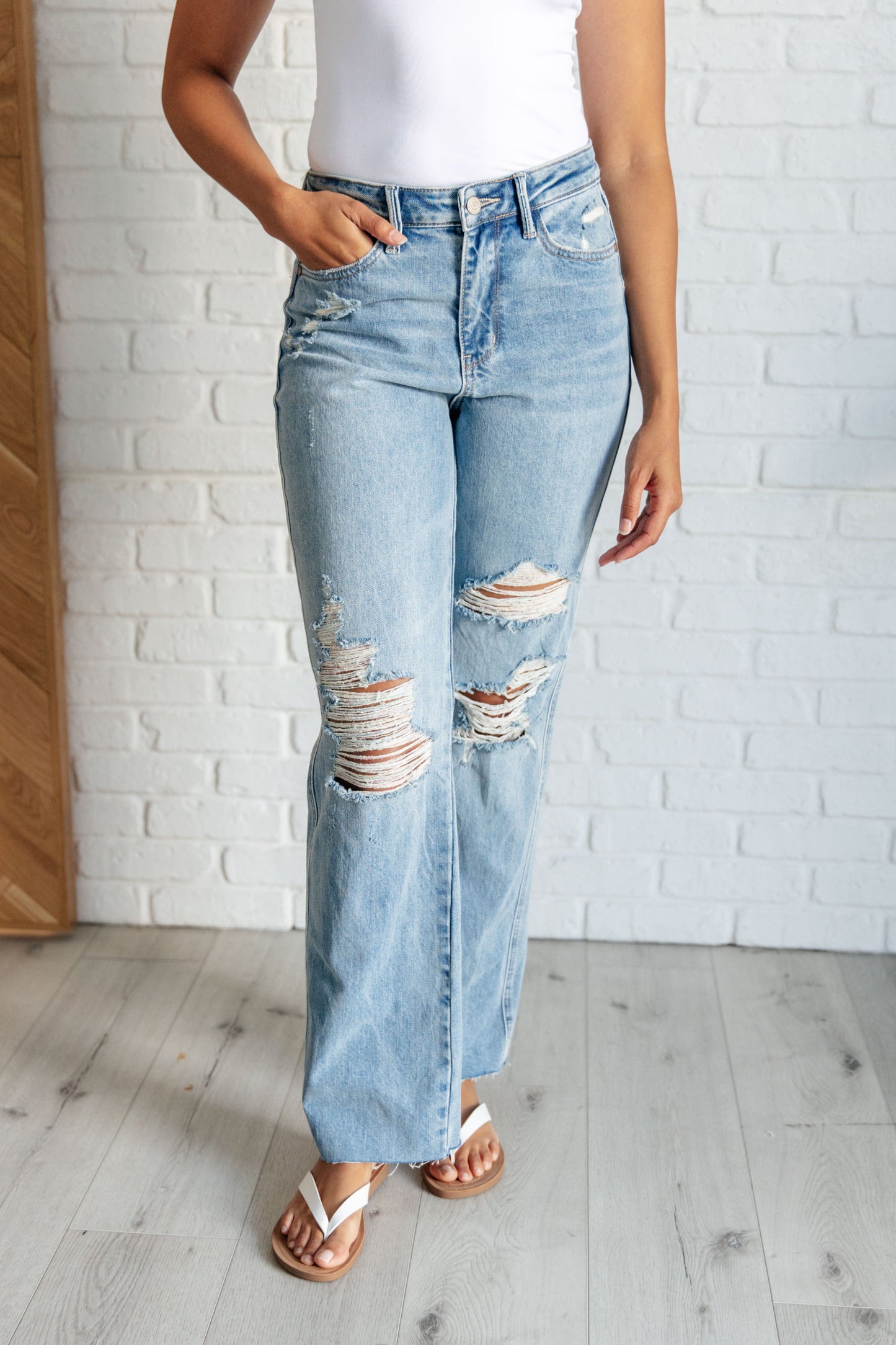 Ramona High Rise Rigid Magic Destroyed Straight Jeans