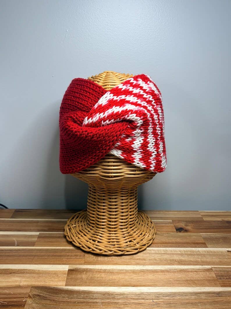 Scarlet Game Day Knit Headband, handmade in USA