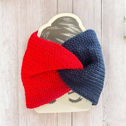 Red and Blue Knit Headband | Team Spirit Headband 