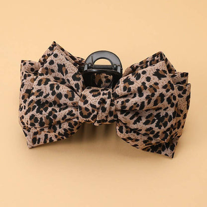 Leopard Print Bow Hair Claw Clips