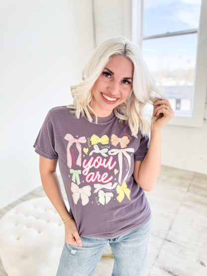 You Are Colorful Bows Graphic Tee/ Comfort colors