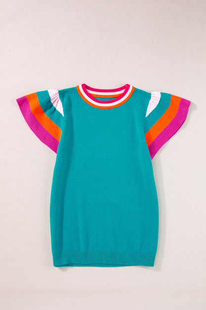 Color Block Round Neck Knit Top