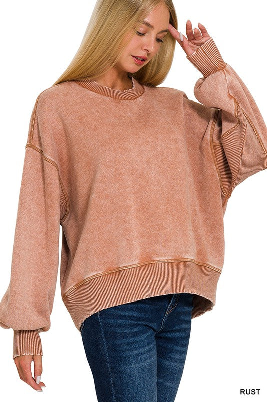 Alyssa acid wash pullover