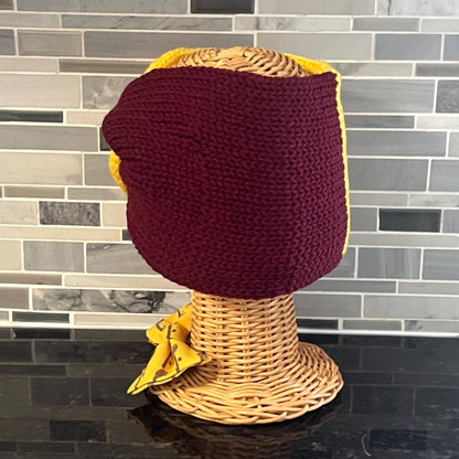 Maroon Gold Knit Headband, Team Spirit Handmade Ear Warmer