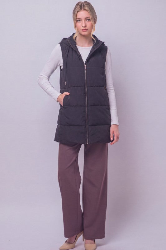 Harper long hooded vest