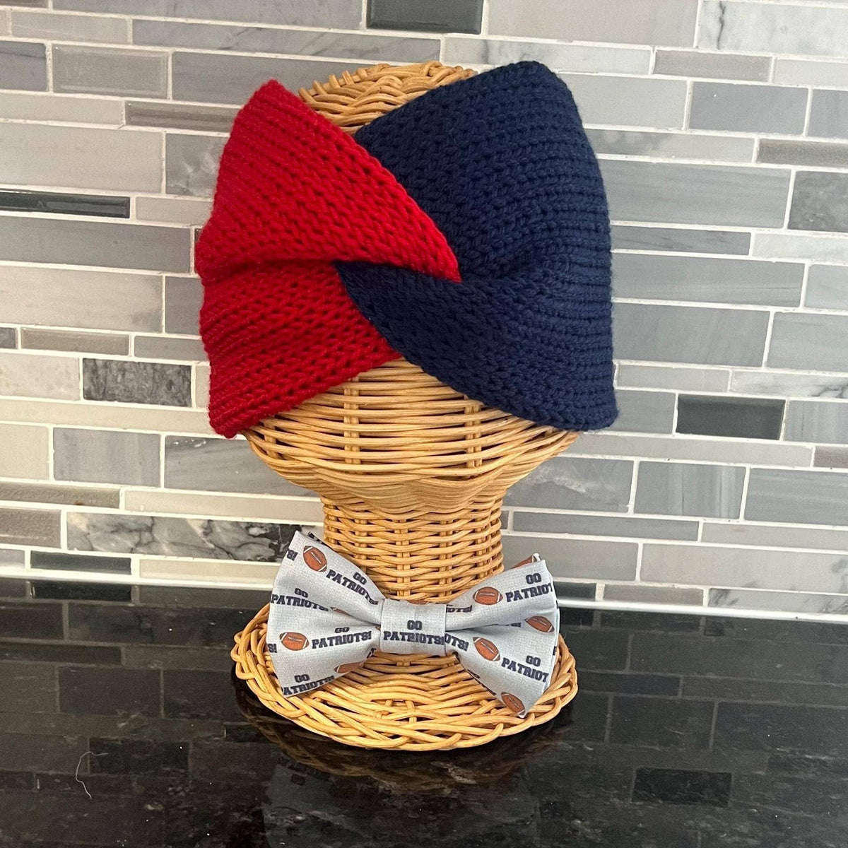 Red and Blue Knit Headband | Team Spirit Headband 