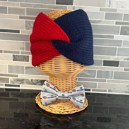 Red and Blue Knit Headband | Team Spirit Headband 