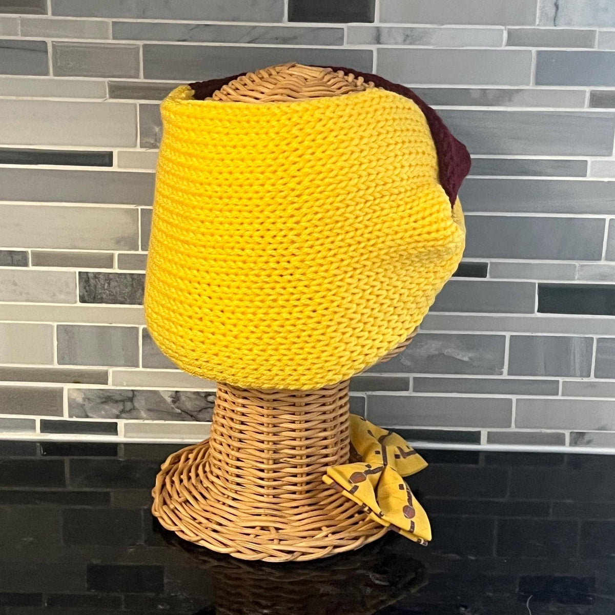 Maroon Gold Knit Headband, Team Spirit Handmade Ear Warmer