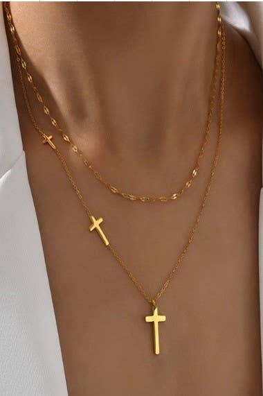 Morgan 18K STAINLESS STEEL TARNISH FREE CROSS NECKLACE