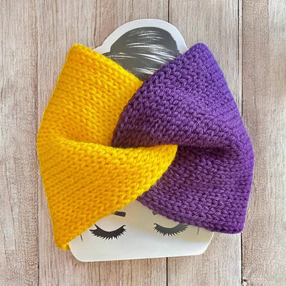 Purple and Gold Knit Ear Warmer Handmade in USA