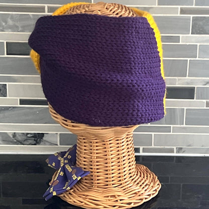 Purple and Gold Knit Ear Warmer Handmade in USA