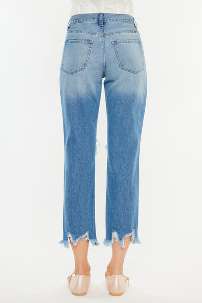 Kancan Distressed Frayed Hem Cropped Jeans