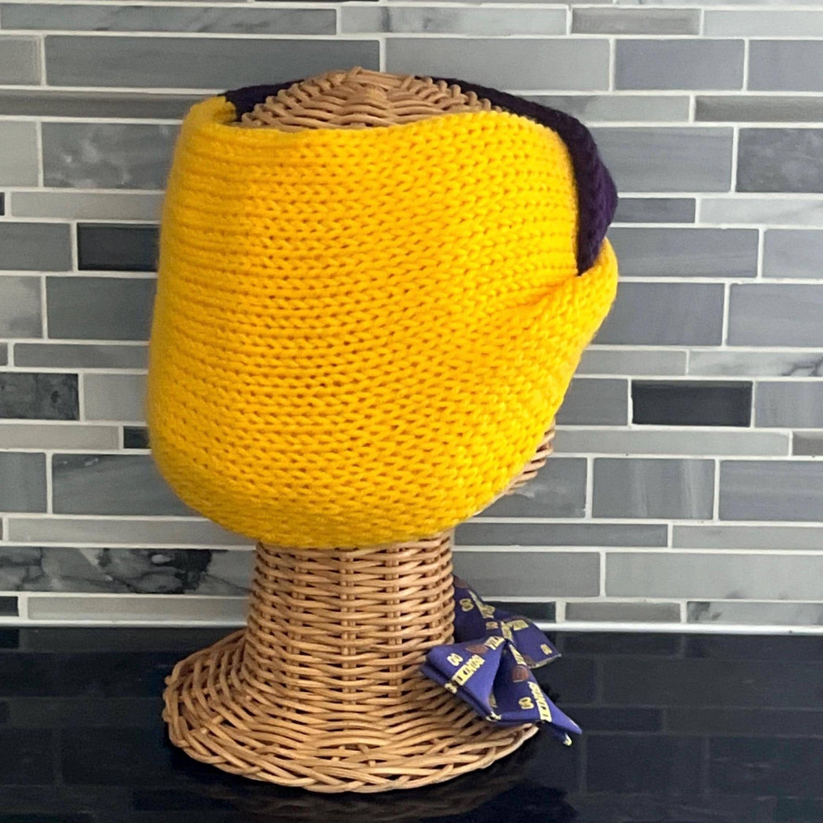 Purple and Gold Knit Ear Warmer Handmade in USA