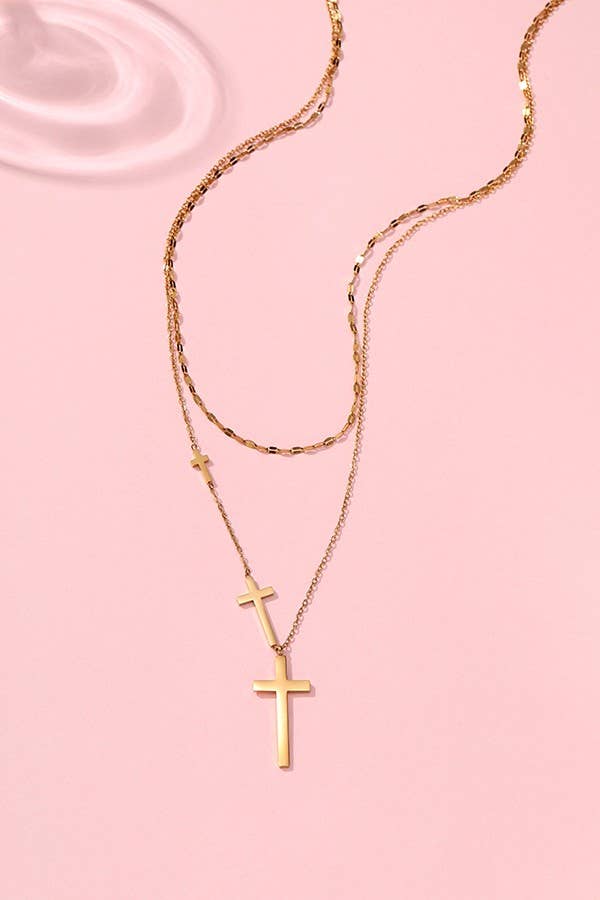 Morgan 18K STAINLESS STEEL TARNISH FREE CROSS NECKLACE