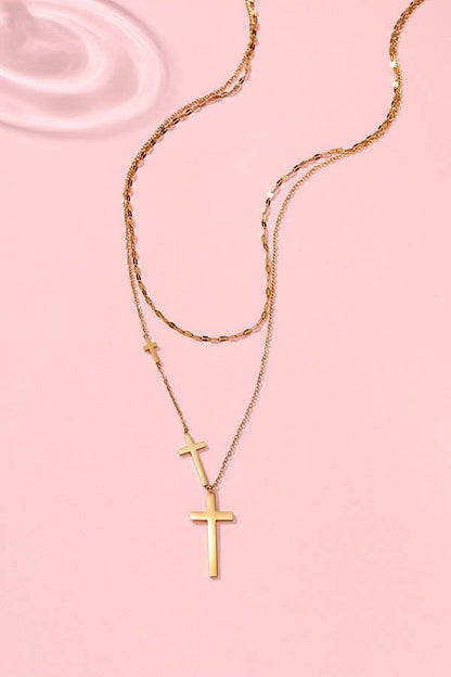 Morgan 18K STAINLESS STEEL TARNISH FREE CROSS NECKLACE