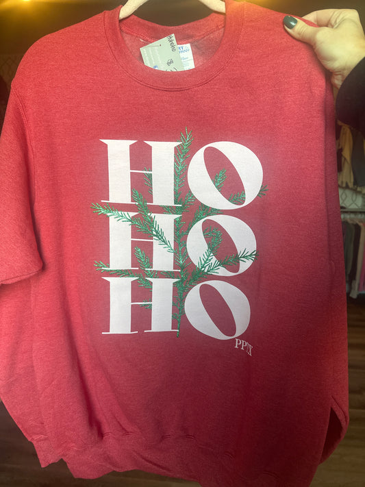 Hohoho glitter green tree branches sweatshirt