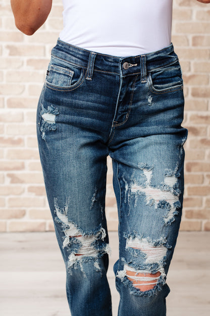 Danny Mid Rise Cuffed Destroyed Boyfriend Jeans