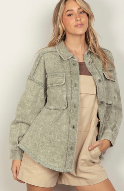 Jada denim jacket- Sage