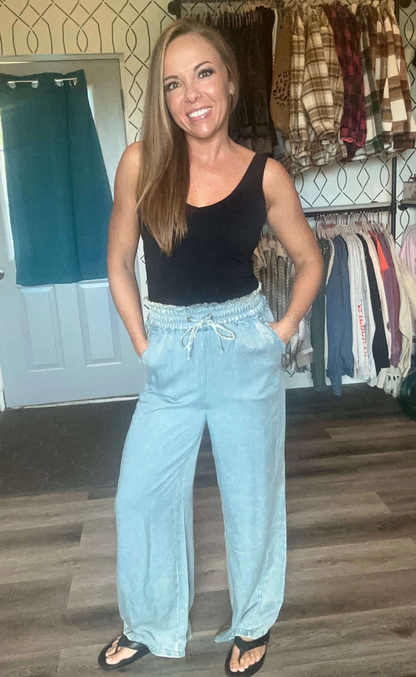 Layla Tencel pants- blue grey