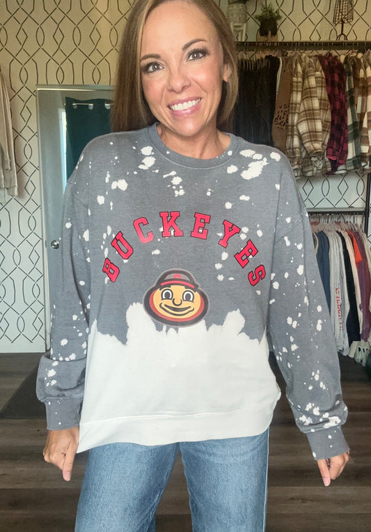 Faded bleached Buckeyes sweatshirt