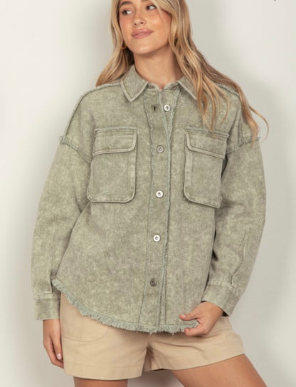 Jada denim jacket- Sage