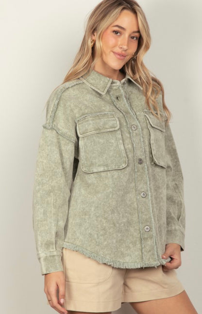 Jada denim jacket- Sage