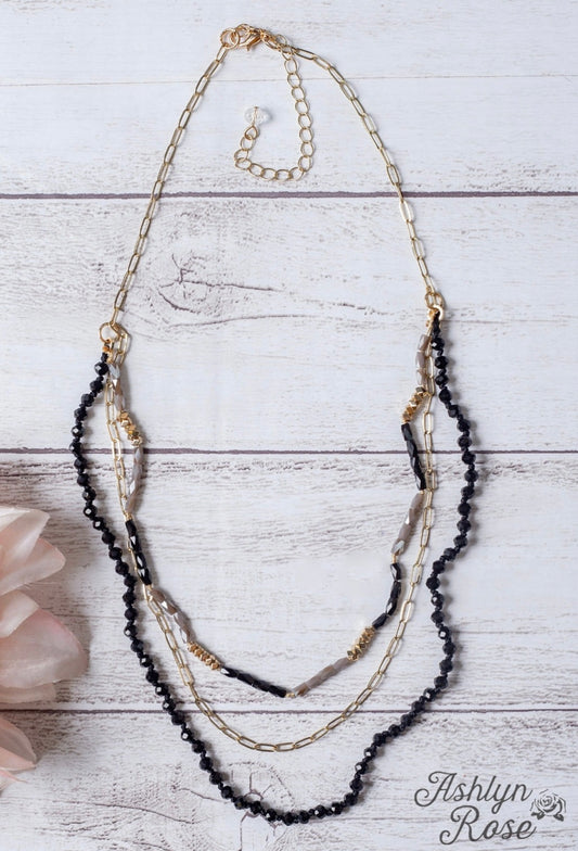 Black crystal chain necklace