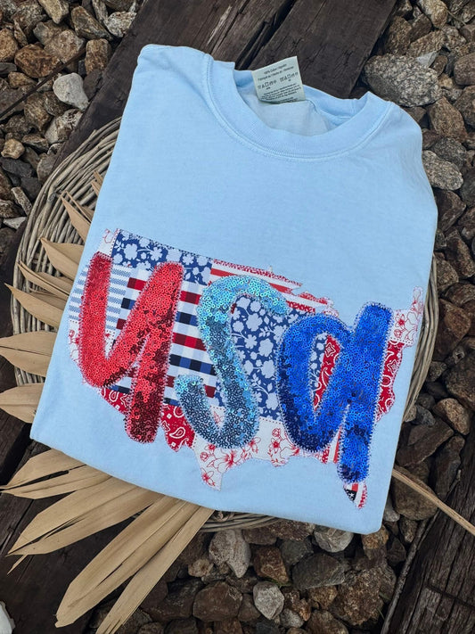 USA embroidered flag tee
