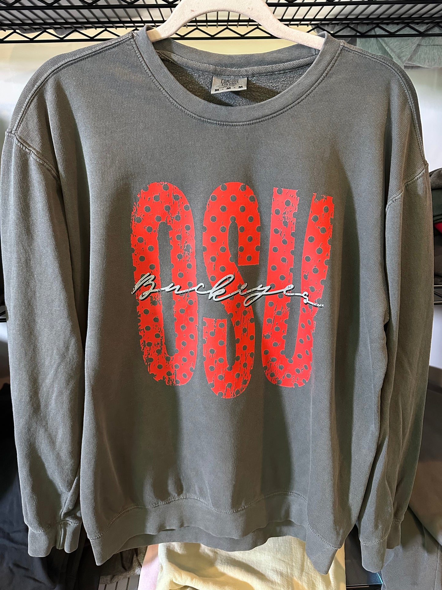 OSU buckeyes polka dot crewneck sweatshirt