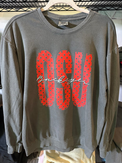 OSU buckeyes polka dot crewneck sweatshirt