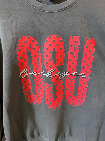OSU buckeyes polka dot crewneck sweatshirt