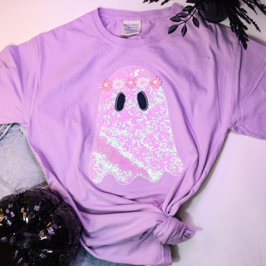Groovy ghost sequin embroidered