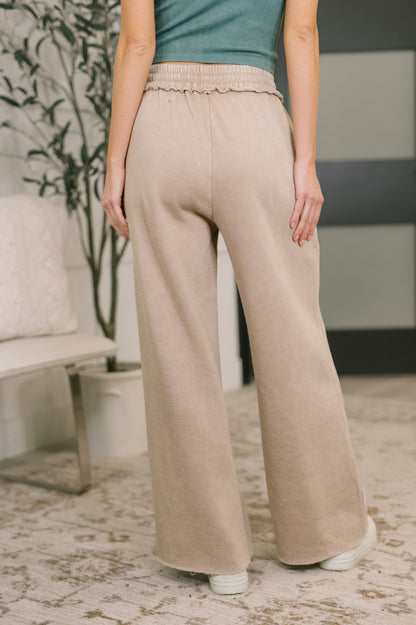 Nights Like This High Waist Palazzo Sweats in Ash Mocha
