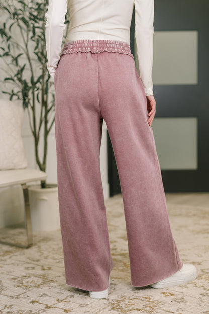 Nights Like This High Waist Palazzo Sweats in Light Rose