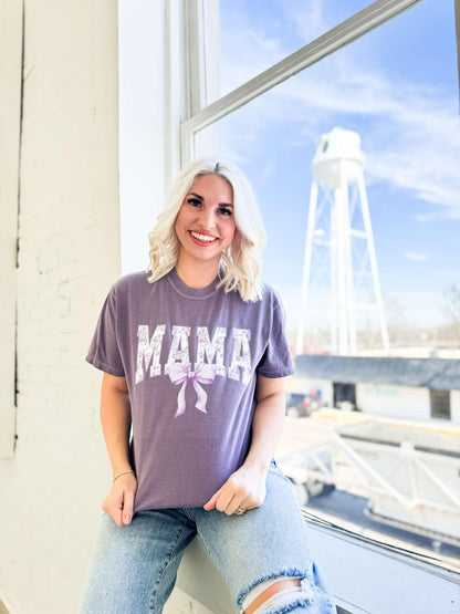 Purple Mama Bow Graphic Tee