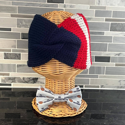 Red and Blue Knit Headband | Team Spirit Headband 