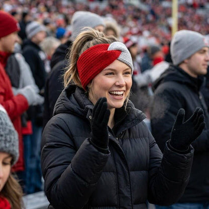 Scarlet Game Day Knit Headband, handmade in USA