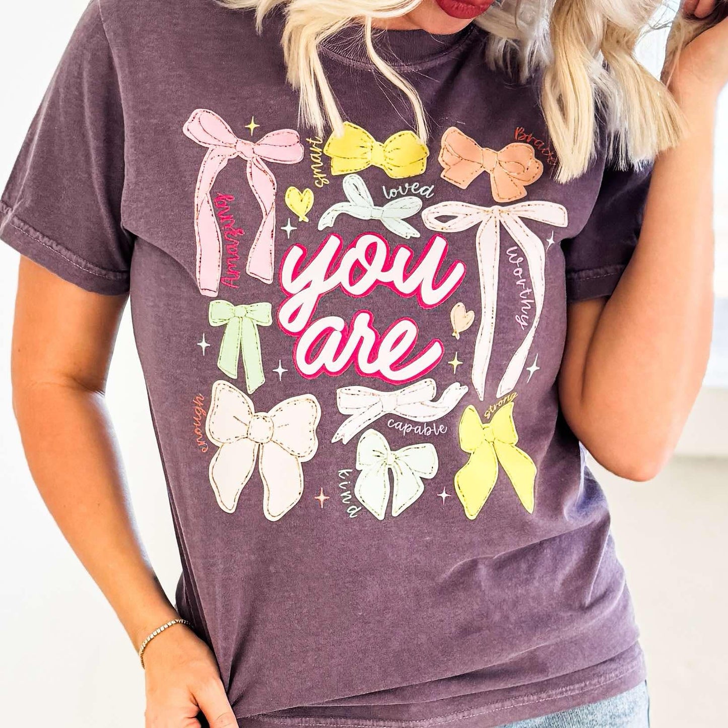 You Are Colorful Bows Graphic Tee/ Comfort colors