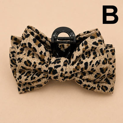 Leopard Print Bow Hair Claw Clips
