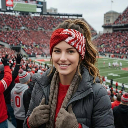 Scarlet Game Day Knit Headband, handmade in USA