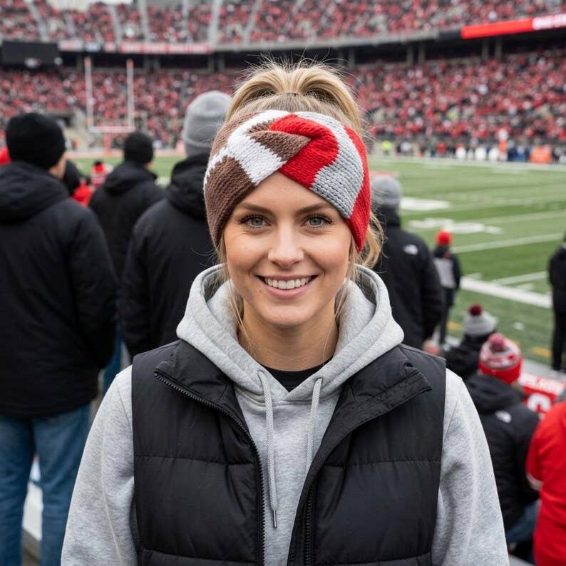 Scarlet Game Day Knit Headband, handmade in USA