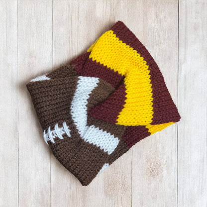 Maroon Gold Knit Headband, Team Spirit Handmade Ear Warmer