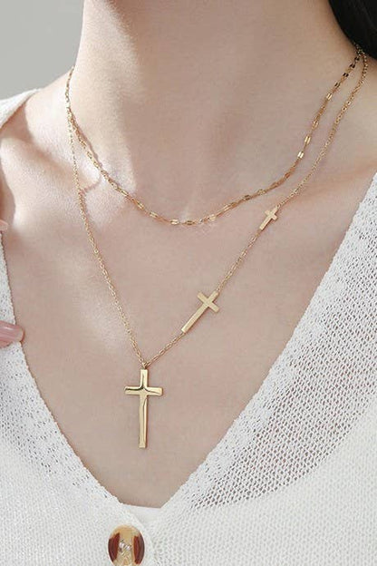 Morgan 18K STAINLESS STEEL TARNISH FREE CROSS NECKLACE