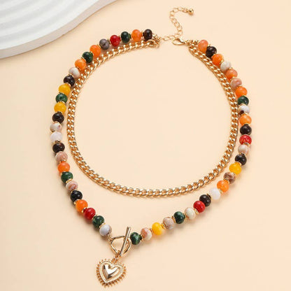 Multi Layer Pendant Resin Beaded Necklaces