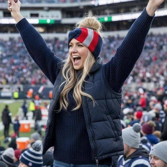 Red and Blue Knit Headband | Team Spirit Headband 